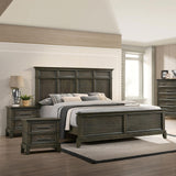 Runic Traditional Wood 3-Piece Bedroom Set with Crown Molding Details and Pewter Bar