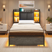 Twin Bed Frames with Storage Drawers and Headboard