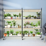 Plant Shelf with Grow Light, 4-Tier Large Grow Light Shelf with Wheels, Stainless Steel