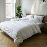 Luxury Sateen Duvet Cover - 100% Cotton, Full/Queen Size in White with Extra-Long