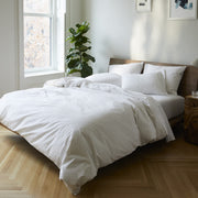 Luxury Sateen Duvet Cover - 100% Cotton, Full/Queen Size in White with Extra-Long
