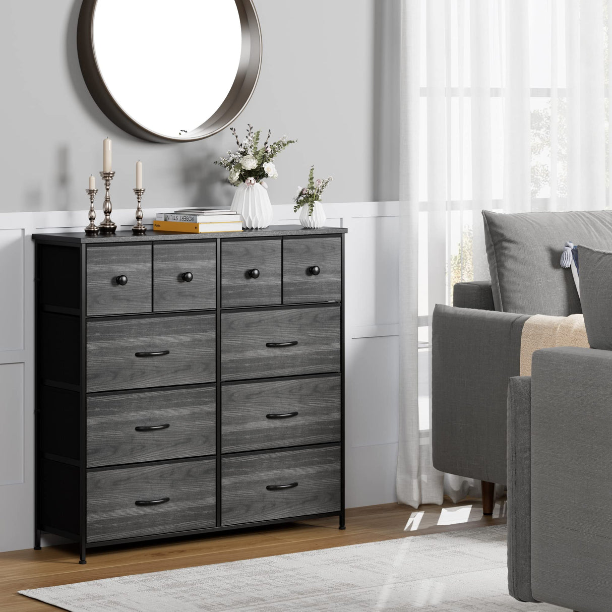 Dresser for Bedroom with 10 Drawers, Storage Drawer Organizer