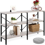 Large Console Table, 3-Tier 55in Rustic, Industrial Sofa Table Storage for Living Room,