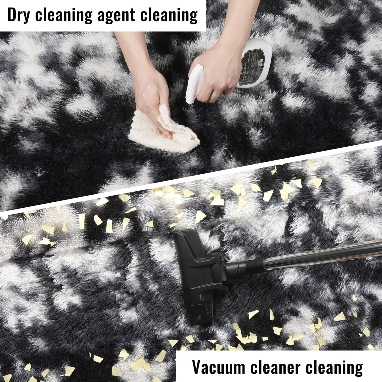 Black White Grey Rugs for Living Room 5x8, Shag Fuzzy Fluffy Rugs for Kids Room,