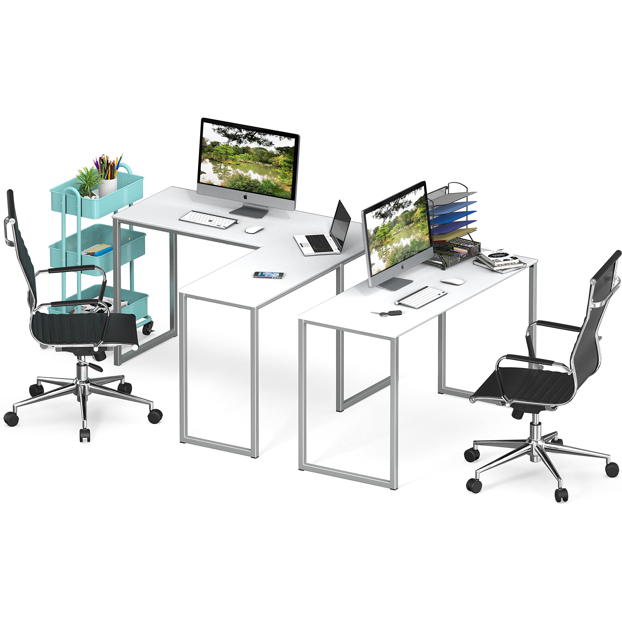 Mission 48 x 48 Inches L-Shape Home Office Computer Desk, White