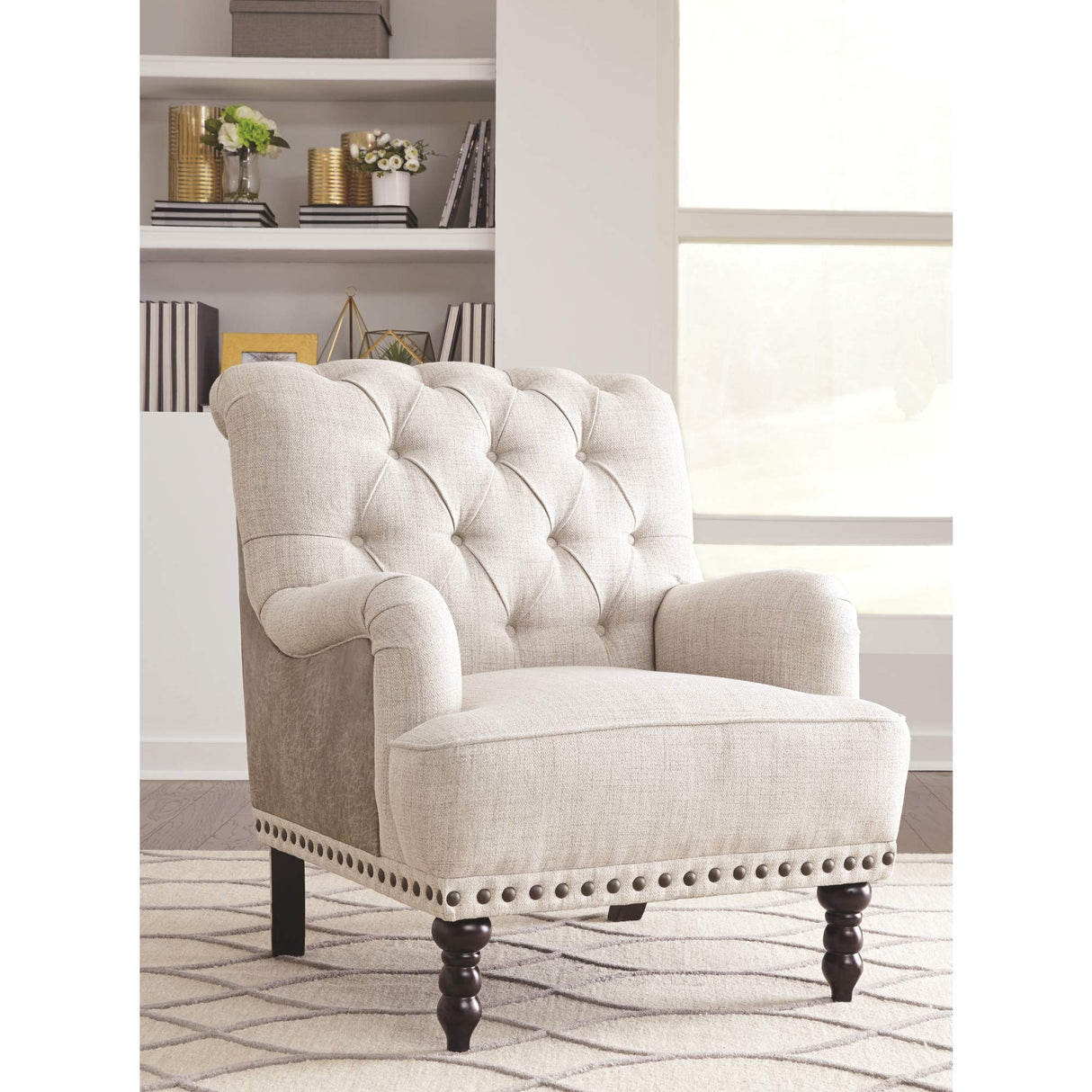 English Tartonelle Tufted Accent Arm Chair, Taupe