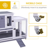 Rabbit Hutch, Two-Story Indoor Bunny Cage, Outdoor Guinea Pig Cages for Small Animals