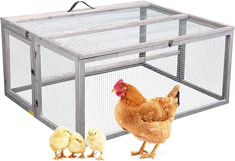 Durable Foldable Wooden Chicken Coop with Run, 45" L Large Portable Chicken Coop