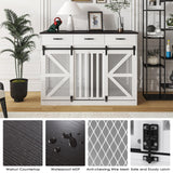 Farmhouse Dog Crate Furniture with Storage Drawers - Large Wooden Kennel & TV Stand