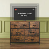 Dresser TV Stand, Entertainment Center with Fabric Chest of Drawers for Bedroom