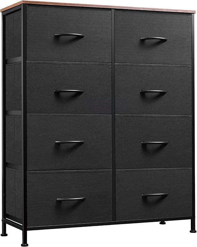 Fabric Dresser for Bedroom, Tall Dresser with 8 Drawers, Storage Tower with Fabric Bins,