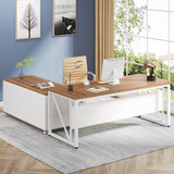 Executive Desk and 47" lateral File Cabinet, L-Shaped Computer Desk Home Office