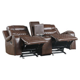 Wall Hugger Manual Double Glider Reclining Loveseat, Brown