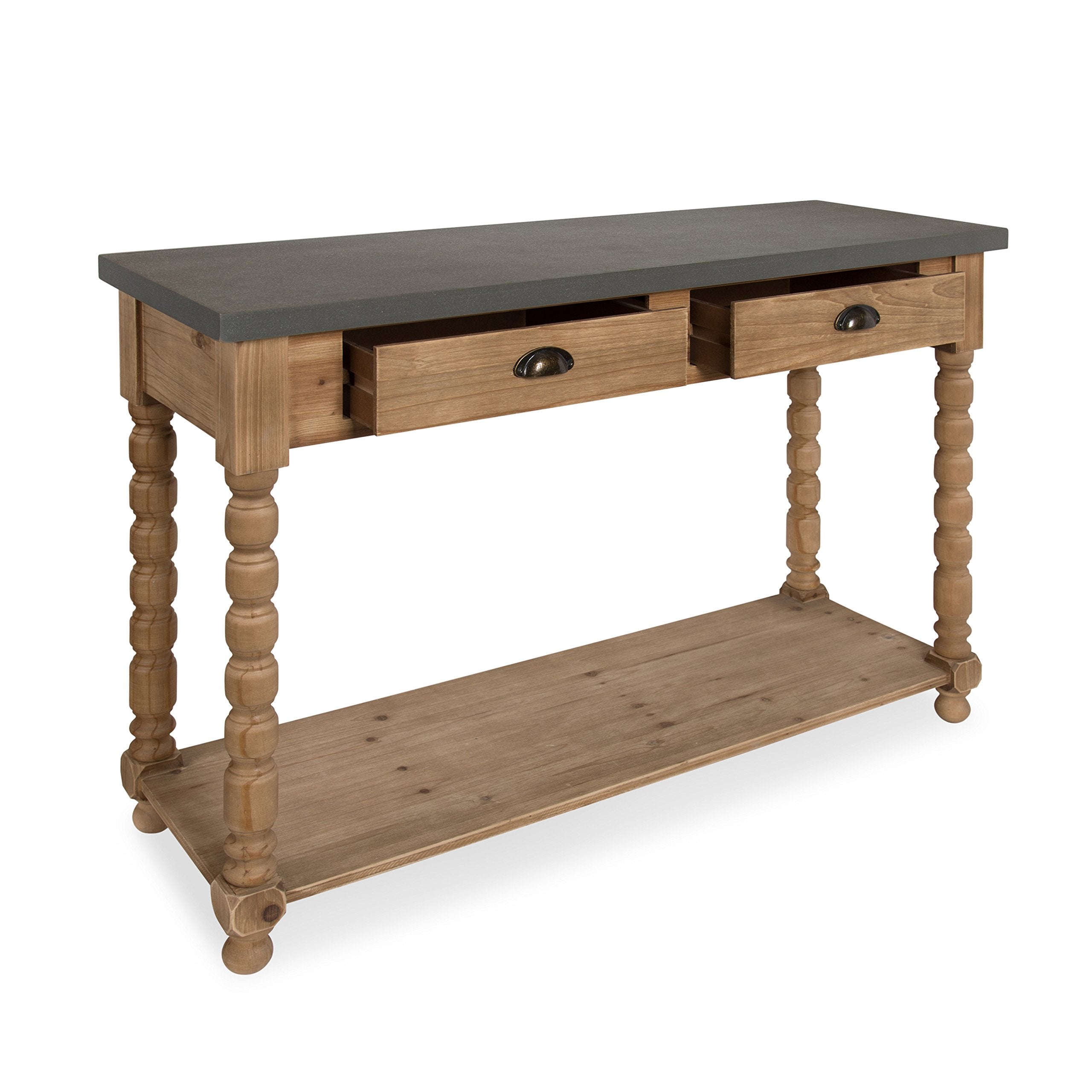 Rutledge Farmhouse Chic Two Drawer Console Table, Rustic Wood