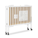 Full Size 2-in-1 Folding Stationary Side Crib In White, Locking Wheels, Folds Flat For Storage,