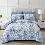 Boho Comforter Set King, 7 Pieces Bed in a Bag Comforter Boho Paisley Pattern Bedding