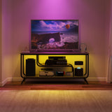 with Power Outlets and LED Light, Entertainment Center Modern TV Console for Bedroom,