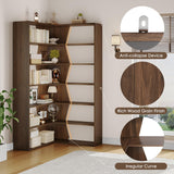 6-Tier Corner Bookshelf, Modern Bookshelf and Bookcase, Tall Bookcase Open Display