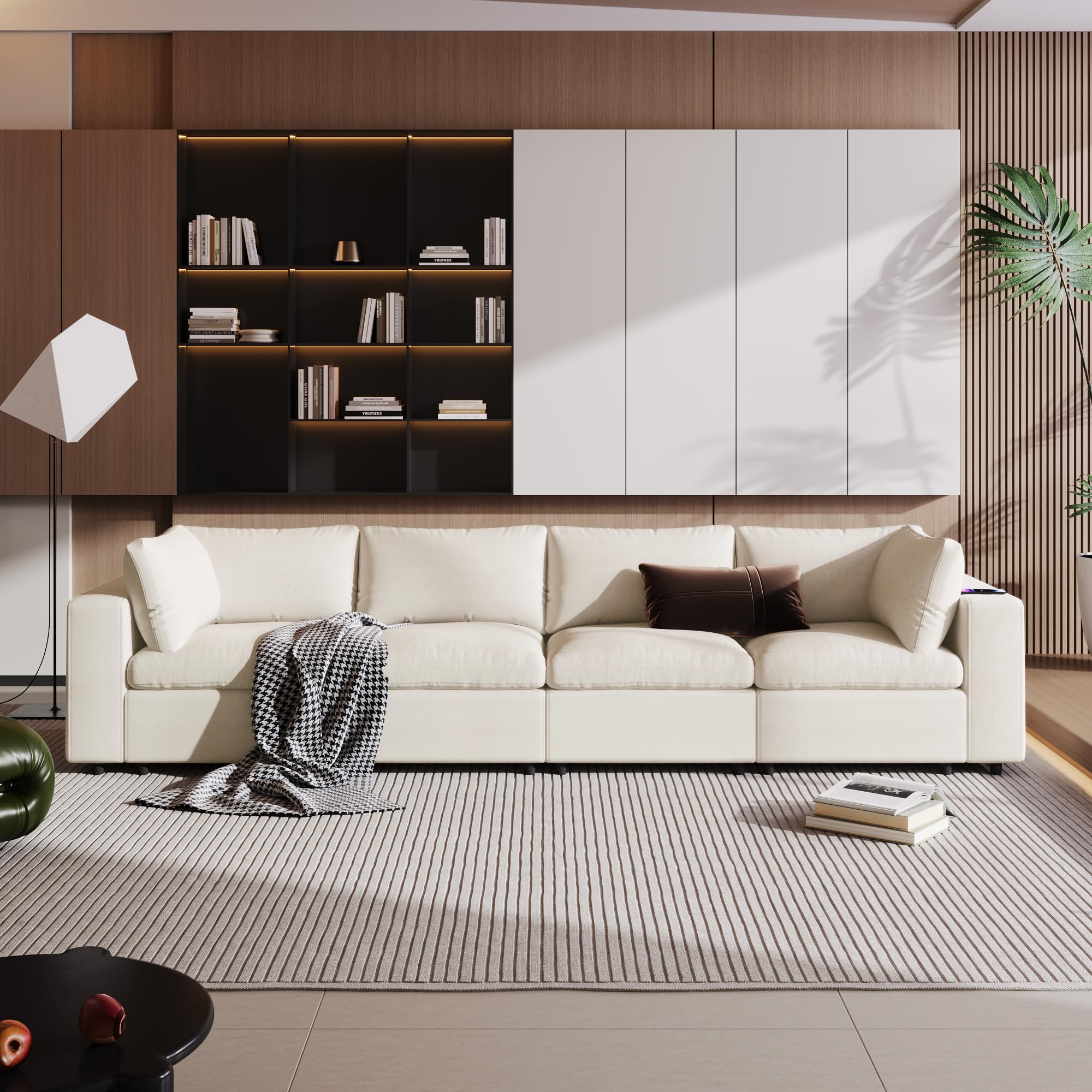 Upholstered Modular Sofa with USB Charge Ports