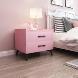 Pink Nightstand with 2 Drawers Besides Table for Bedroom Modern End Table