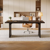 Executive Desk, Long Computer Table, Workstation with Heavy Duty Wood Legs, Modern