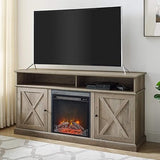 Atticus Farmhouse Tall X Barn Door Fireplace Stand for TVs up to 65 Inches,