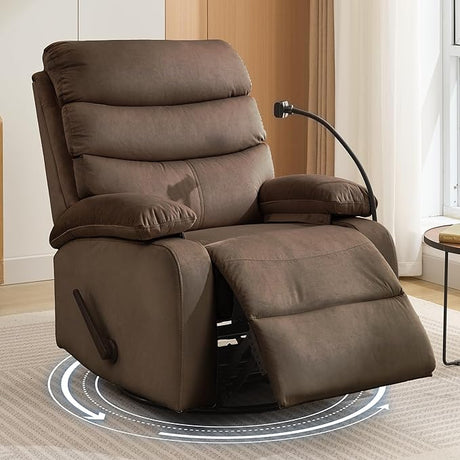 Swivel Rocker Recliner Chair for Adults, Rocking Recliner Chair, Rocker Recliners for Small Spaces, Manual Recliner Lazyboy Single Sofa for Living Room, Nursery, RV, Beige