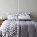 Basics All-Season Comforter Set Down-Alternative 3 Pieces Bedding Set, King, Gray Medallion