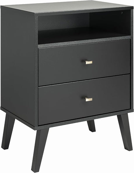 Milo 2-drawer Tall Nightstand with Open Shelf, Cherry