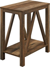 Farmhouse A-Frame Wood Rectangle Side Table Living Room Small End Accent Table