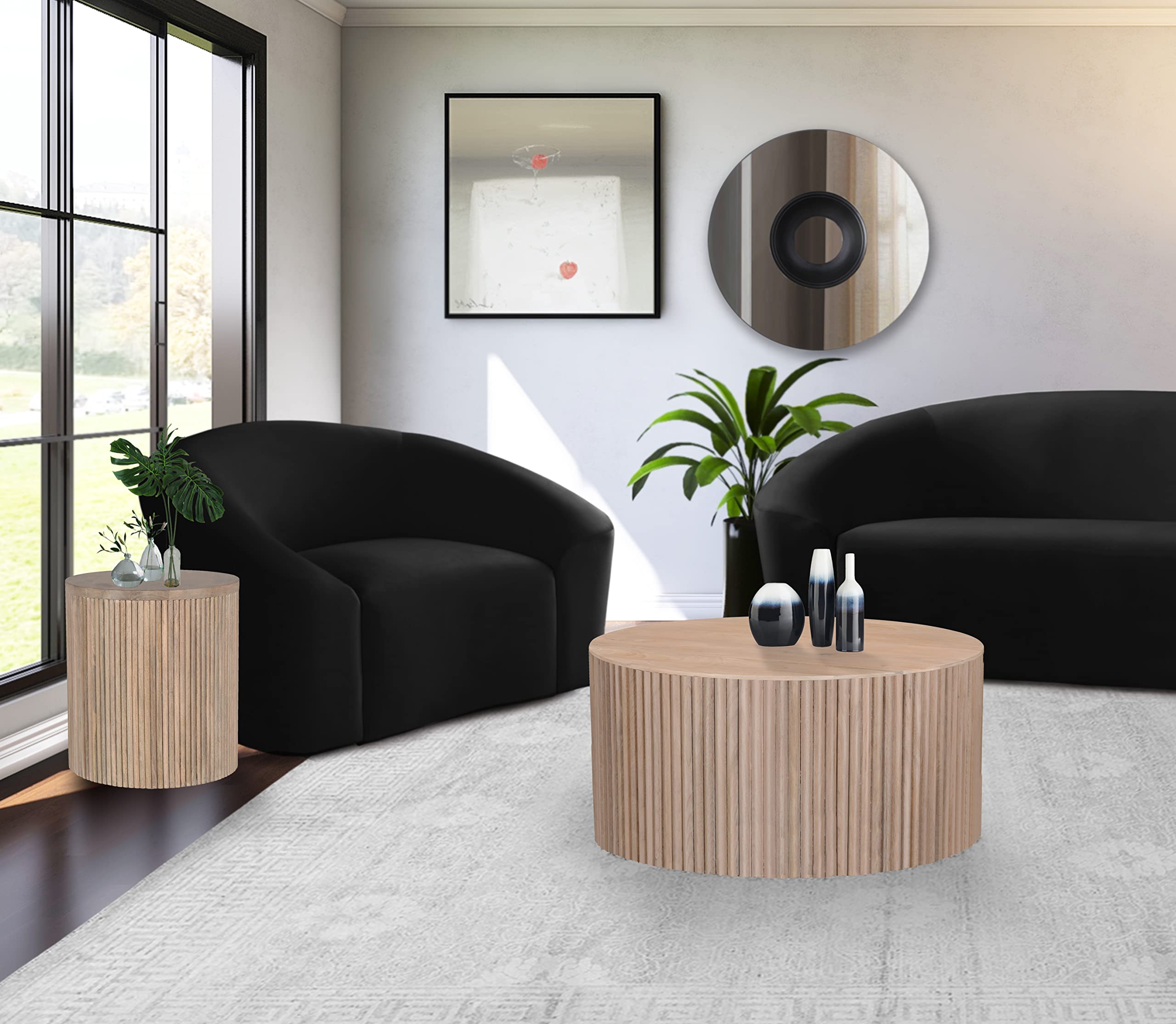 Modern | Contemporary Round White Oak Finish End Table,