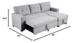 82 inch Convertible L Shaped Sleeper Sectional Sofa Linen with Storage Chaise