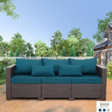Brown Wicker 3-Seater Outdoor Sofa - Deep Seat, High Backrest