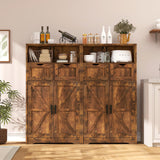 Floor Storage Cabinet with 2 Adjustable Drawers & 2 Barn Doors, Standing Cupboard