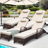 Chaise Lounge Outdoor Wicker Lounge Chair with Wheels