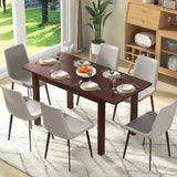 Extendable Dining Table for 4, 60" Folding Kitchen Table w/Rubber Wood Frame & Safety