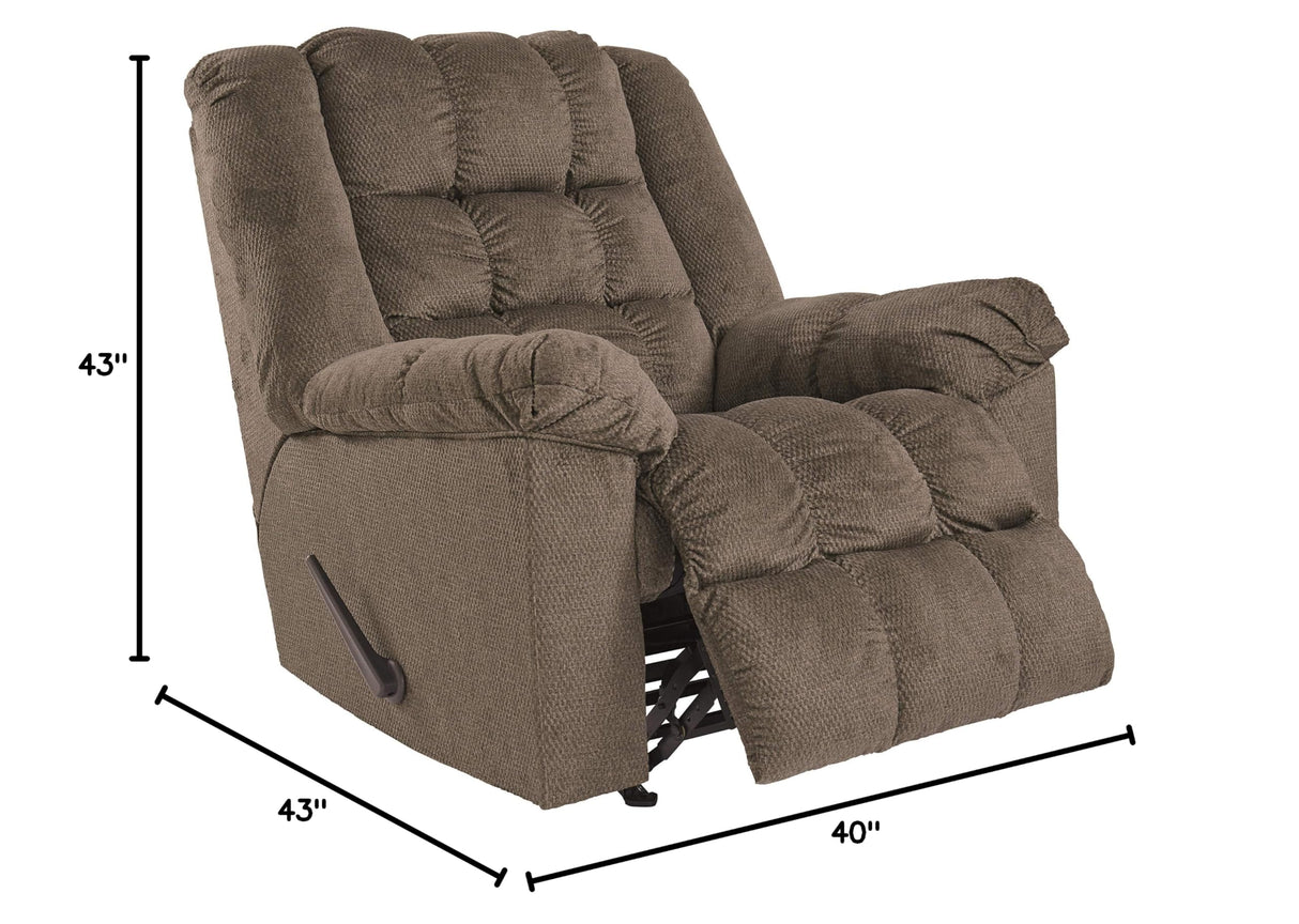 Drakestone Tufted Manual Rocker Recliner with Lumber Heat and Massage, Light Brown