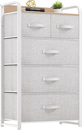 Fabric Dresser with 5 Drawers - Storage Tower with Large Capacity, Organizer Unit for Bedroom,