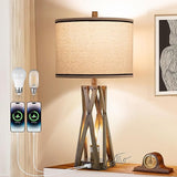 27.5" Touch Control Farmhouse Table Lamps Set of 2 with USB C+A & AC Outlet,