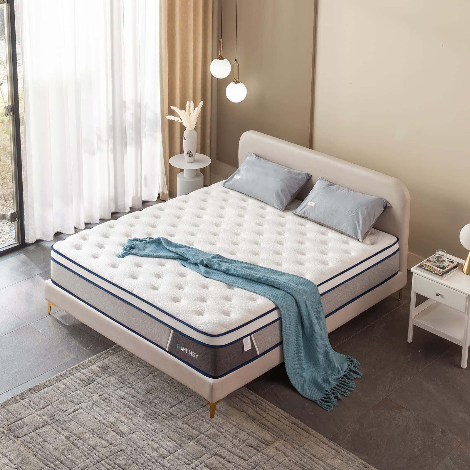 Queen Mattress,12 Inch Hybrid Mattress in a Box,Gel Memory Foam and Individually Wrapped Pocket Coils Innerspring