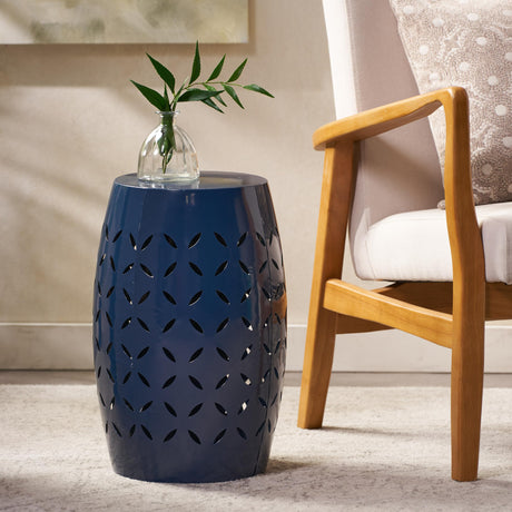 Christopher Knight Home Lilac Outdoor 12" Iron Side Table, Dark Blue - Bircata