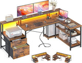 OD L Shaped Desk with File Drawer, 75" Reversible L Shaped Computer Desk