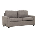Full Size Sofa Bed, Linen, Convertible Design, USB Port, Power Outlets, Gray and Black