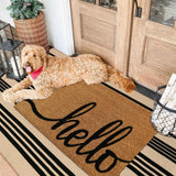 Black and Khaki Striped Rugs 3x5, Outdoor Cotton Hand Woven Front Door Mat,Washable