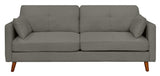 Alix Upholstered Living Room Sofa, Tufted Fabric Couch, Mid-Century Walnut Tapered Footers,