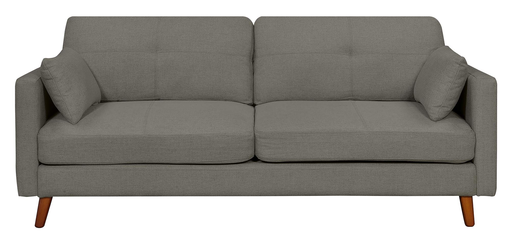 Alix Upholstered Living Room Sofa, Tufted Fabric Couch, Mid-Century Walnut Tapered Footers,