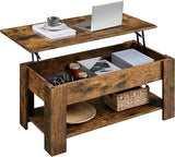 Coffee Table with Hidden Compartment and Storage Shelf, Rising Tabletop Dining Table