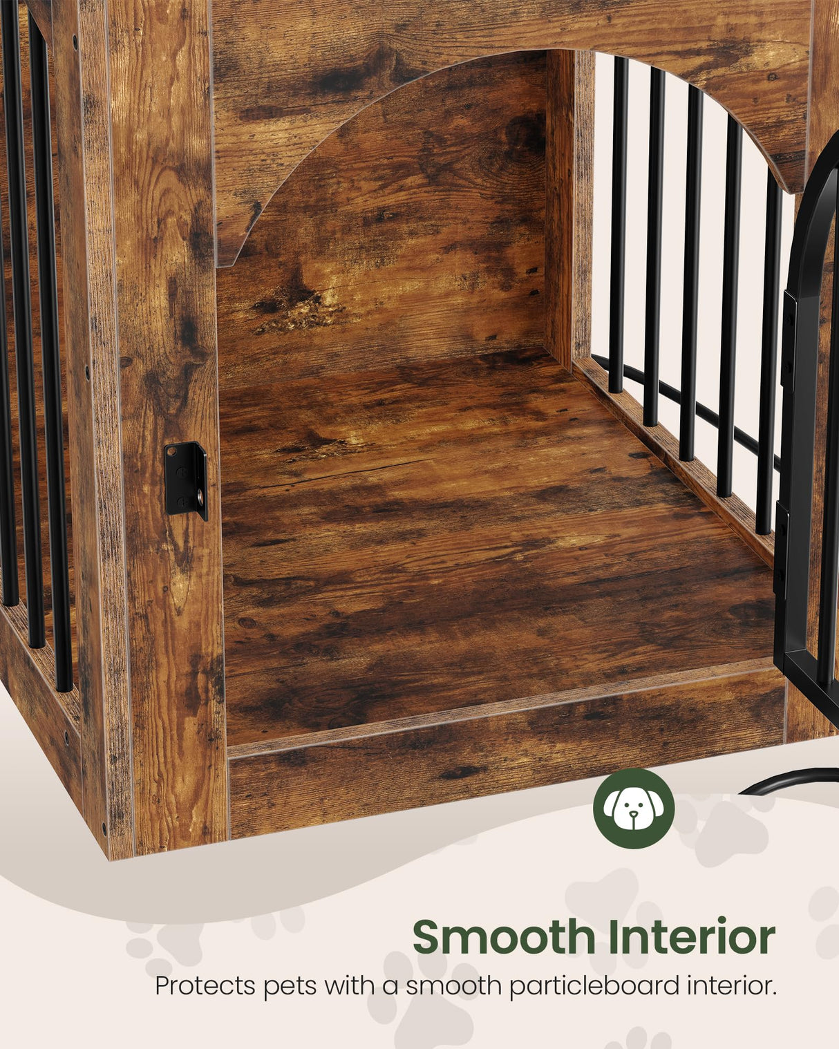 Wooden Dog Crate Furniture with Charging Station & Storage