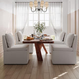 Upholstered Rolling Dining Chairs with Casters Set of 2, Modern Armless Linen Fabric Dining Chairs