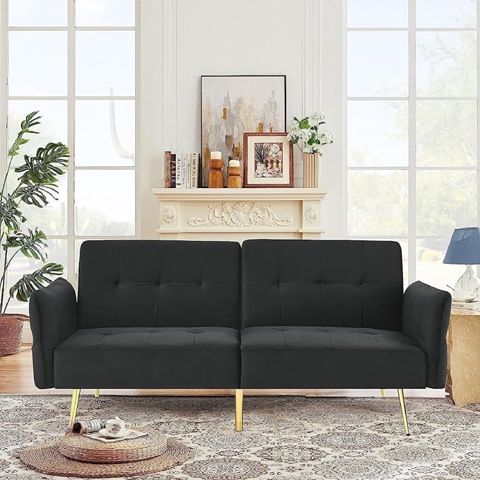 Convertible Futon Sofa Bed, Memory Foam Futon Couch Sleeper Sofa